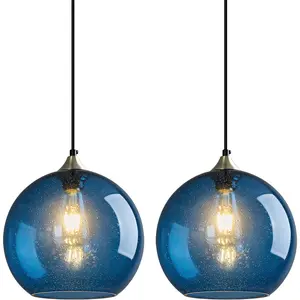 Glass Globe Pendant Light Fixtures Modern Pendant Lighting for Kitchen Island Bedroom Living Dining Room 9.84in 2-Pack