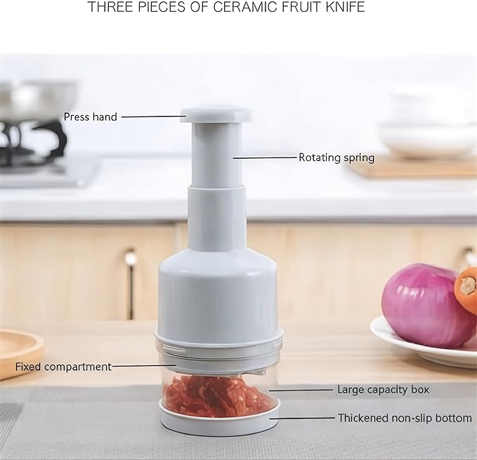Manual Vegetable & Food Chopper – Handheld Onion, Garlic, Nut & Veggie Cutter, Easy Push-Press, Dishwasher Safe, White Manual Vegetable & Food Chopper – Handheld Onion, Garlic, Nut & Veggie Cutter, Easy Push-Press, Dishwasher Safe, White