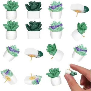 20 Pieces Cute Succulent Plants Decorative Push Pins Colorful Floret Thumbtacks for Photo Wall Feature Wall Whiteboard Cork Board Map Bulletin Board Office or Home Three Assorted Styles