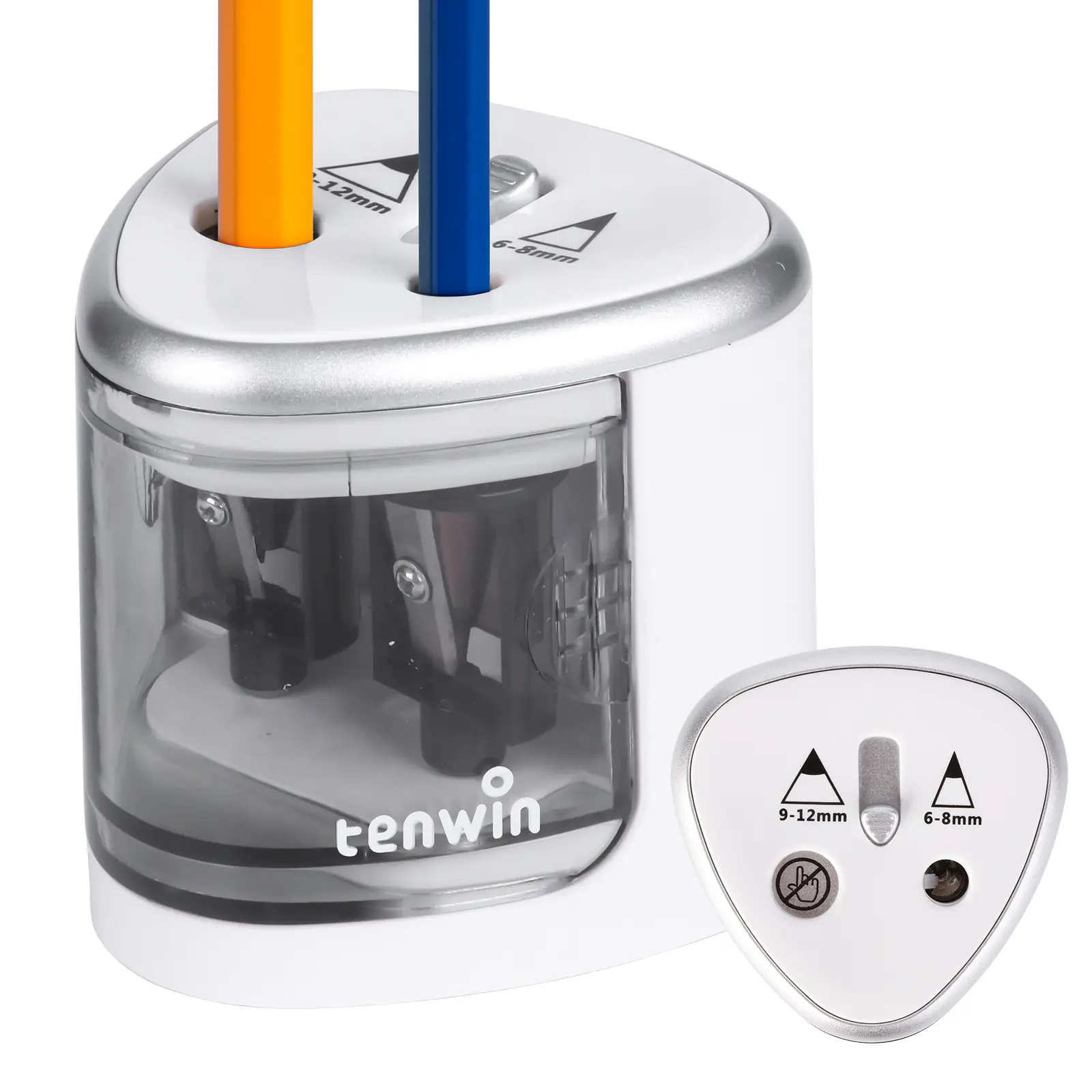 TENWIN Electric Pencil Sharpener, Battery-Operated Dual-Hole Office Desk Accessory for 2 & 6-12mm Colored Pencils, School/Office Tool, Christmas Gift for Artists, Office Desk Accessories, Auto-Stop, back to school haul