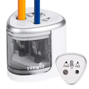 TENWIN Electric Pencil Sharpener, Battery-Operated Dual-Hole Office Desk Accessory for 2 & 6-12mm Colored Pencils, School/Office Tool, Christmas Gift for Artists, Office Desk Accessories, Auto-Stop, back to school haul