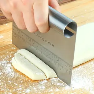 Stainless Steel Dough Scraper & Multi-Function Cutter, Ergonomic Handle, Food Grade, Rust Resistant Metal Surface, Baking Utensils Supplies