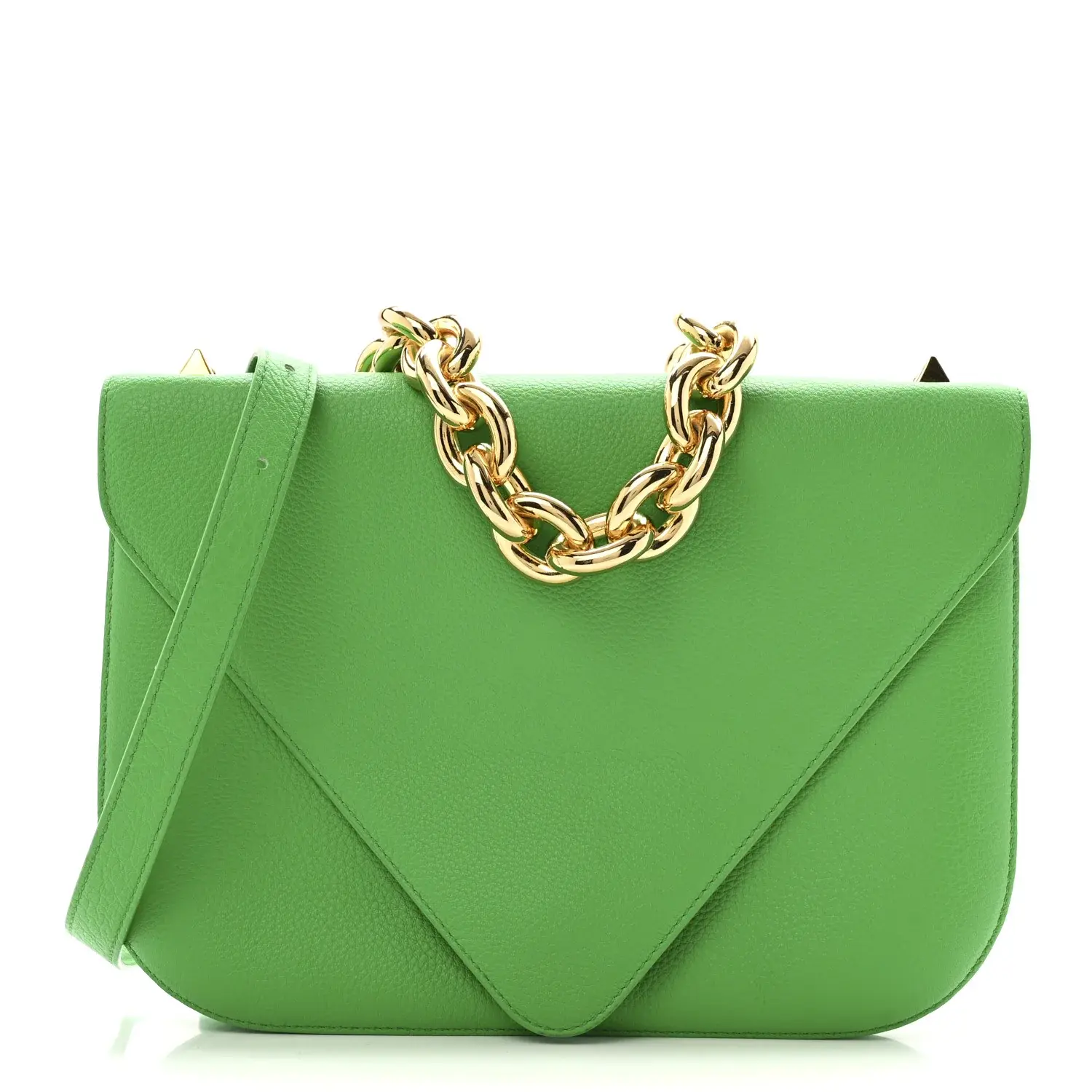 Pre-owned BOTTEGA VENETA Calfskin Shoulder Bags Mount Envelope Bag Parakeet