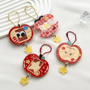 Acrylic Photo Organizer Clear Hanging Pendant Photo Frame Cute Keychain Simple Cartoon Keychain for Personalization Bag Keys
