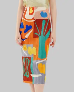 Pleatsart Wrinkle-Free Travel-Friendly Multi-Color Artistic Pleats Midi Skirt