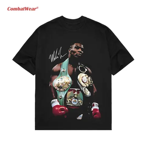 Mike Tyson T-Shirt, 90s Vintage Boxing Sport Legend Unisex Graphic Tee, Vintage Streetwear, Autographed T-Shirt Crewneck Clothing Cotton Menswear Casual Style Tee Classic