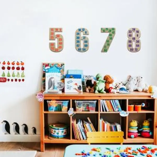 GENNŪR Wooden Educational Skip Counting Wall Hanging Numbers 5 - 8