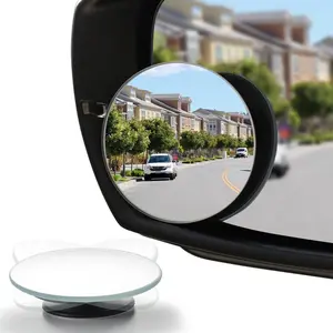 Frameless Wide Angle Mirror - Adjustable Round Hd Glass Convex Rear View 360 Rotate For Car Suv & Stick On Design 2 Pack