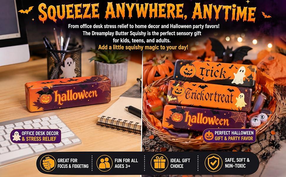 KIDGENIUS 6-Piece Gift Box Set Unisex Soft Sensory Squishies, PU Material Stress Ball Set, Slow-Rising Halloween Spooky Fidgets, Kids' Party Favors & Classroom Rewards Stress Ball Squishies Squishy Series