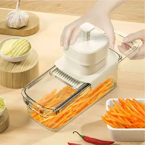 Multi-Functional Vegetable Chopper & Slicer Set with 3 Interchangeable Blades, Manual Grater with Container for Onion, Potato, Carrot & Fruits