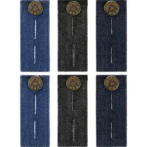6 count Jeans  Extender Jeans Pants Extender Blue Jean Button Extender  Extender with Metal Button for Pants, Jeans, Trousers and Skirt, Black, Blue and Dark Blue