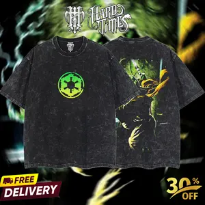 HardTimesClothing Unisex Seamless Short-Sleeve Cotton T-Shirt - SW Movie Retro Limited Vintage Collection, Oversized Washed Acid-Washed Lightweight Street Style Apparel, Gift for Him