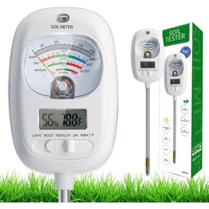 Soil Test Kit, 7-in- Soil  Meter/Soil PH Meter/Fertility,  Screen Soil Tester w/Digital Soil Temp/Air Temp&Humidity for  Gardening,Lawn,Farm Indoor&Outdoor-Lvory White