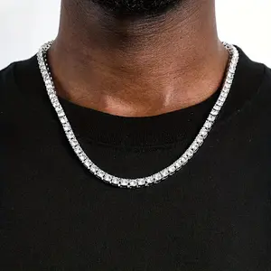 1pc Men's Hip Hop Rap Hipster Necklace, Square Faux Diamond Zircon Neck Chain, Luxury Versatile Jewelry For Men And Women, Father's Day Gift