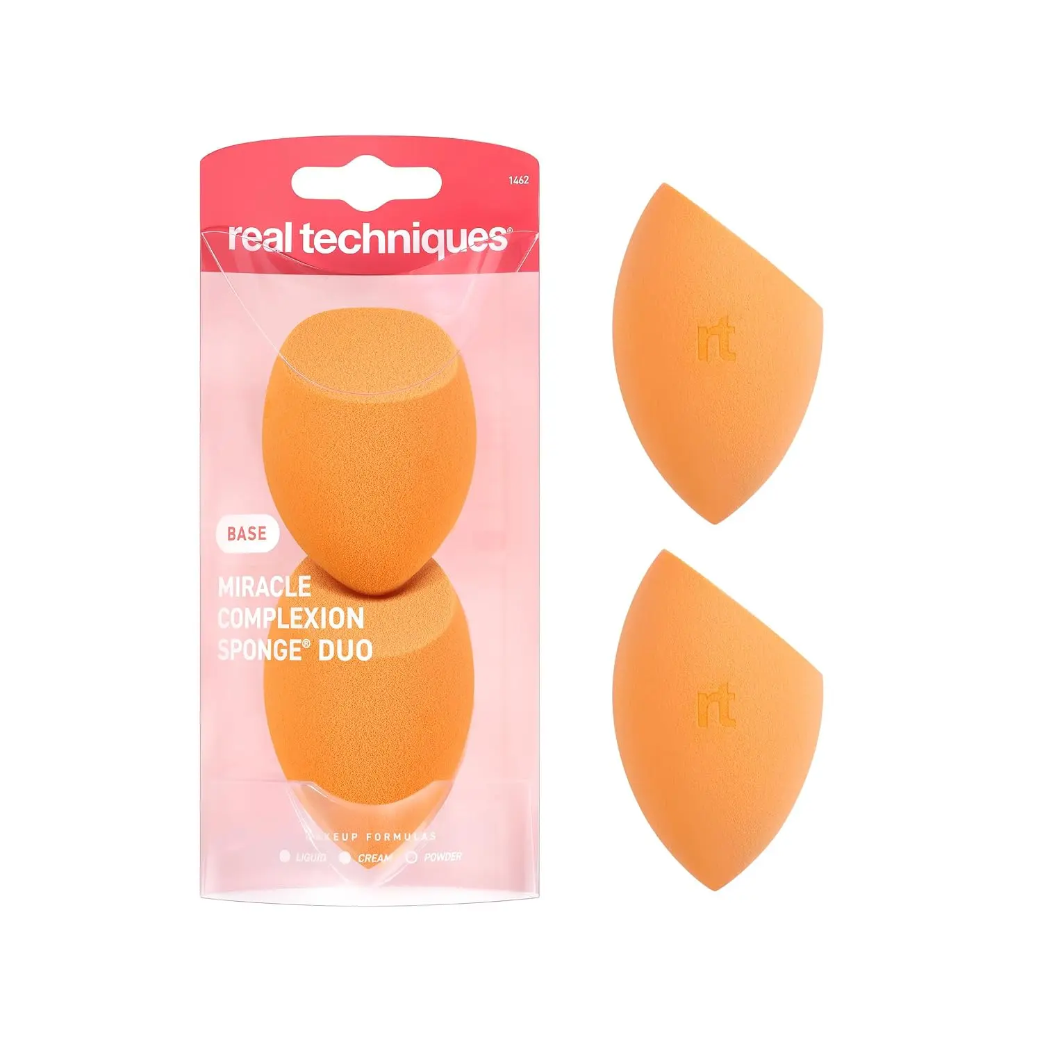 Real Techniques Miracle Complexion Sponge Duo, 2 Count | Makeup sponges for foundation, 3-point design, foundation applicator, latex-free beauty sponge