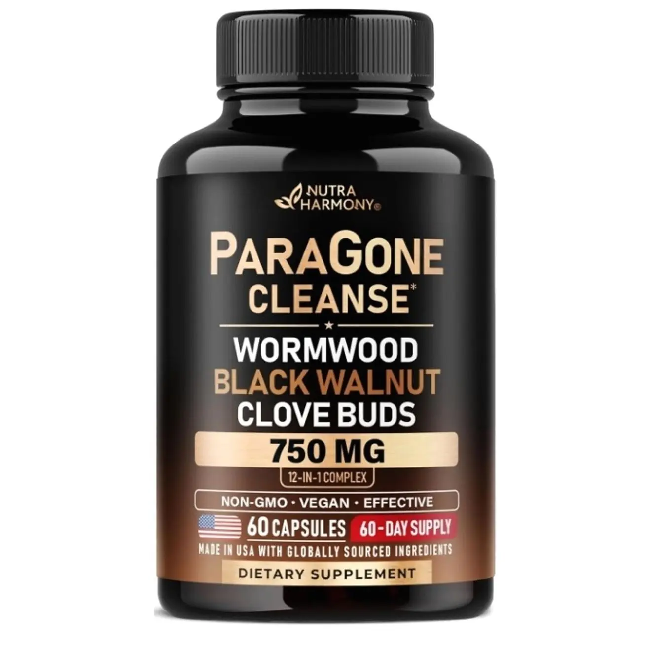 Wormwood, Black Walnut, Clove - Cleanse, Detox & Gut Flora Support - 60Caps | 12in1 ParaGone Complex for Men & Women - Lab Tested, NON-GMO, Vegan - 60-Day Supply