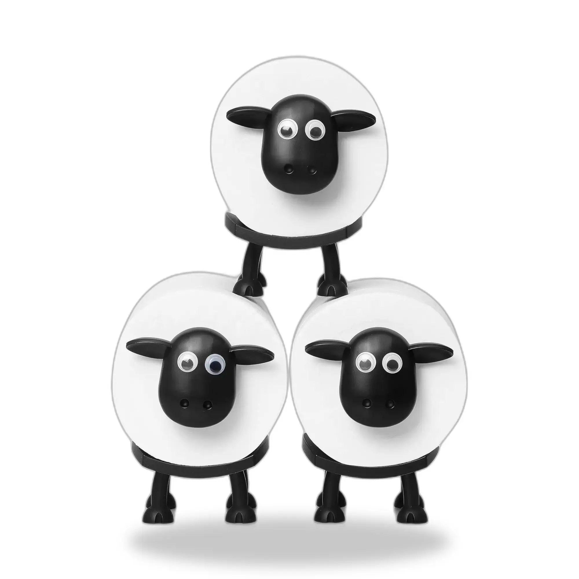 Fluffy Sheep Toilet Paper Holder Set of 3 - Funny Farmhouse Bathroom Decor, Cute Novelty Roll Holder, Quirky Animal Gift for Home Bathroom Supplies