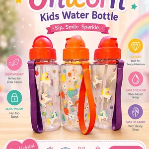 Kids Water Bottle, BPA-Free, 16-oz Leakproof Reusable Bottle for School, Outdoor Activities