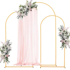 Arch Backdrop Stand Set of 3, Adjustable Gold Metal Arch Frames in 7.2 Ft, 6.6 Ft, and 6 Ft for Wedding Photography, Birthday Parties, Graduation Ceremonies, Holiday Celebrations, and Event Decor — Stable Structure, Easy Assembly