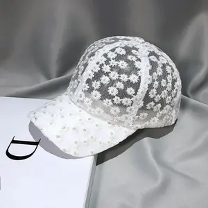 Summer Sunscreen Sunshade Hat Women's Fresh Chrysanthemum Lace Hollow Breathable Baseball Cap Fashionable All-match Cap
