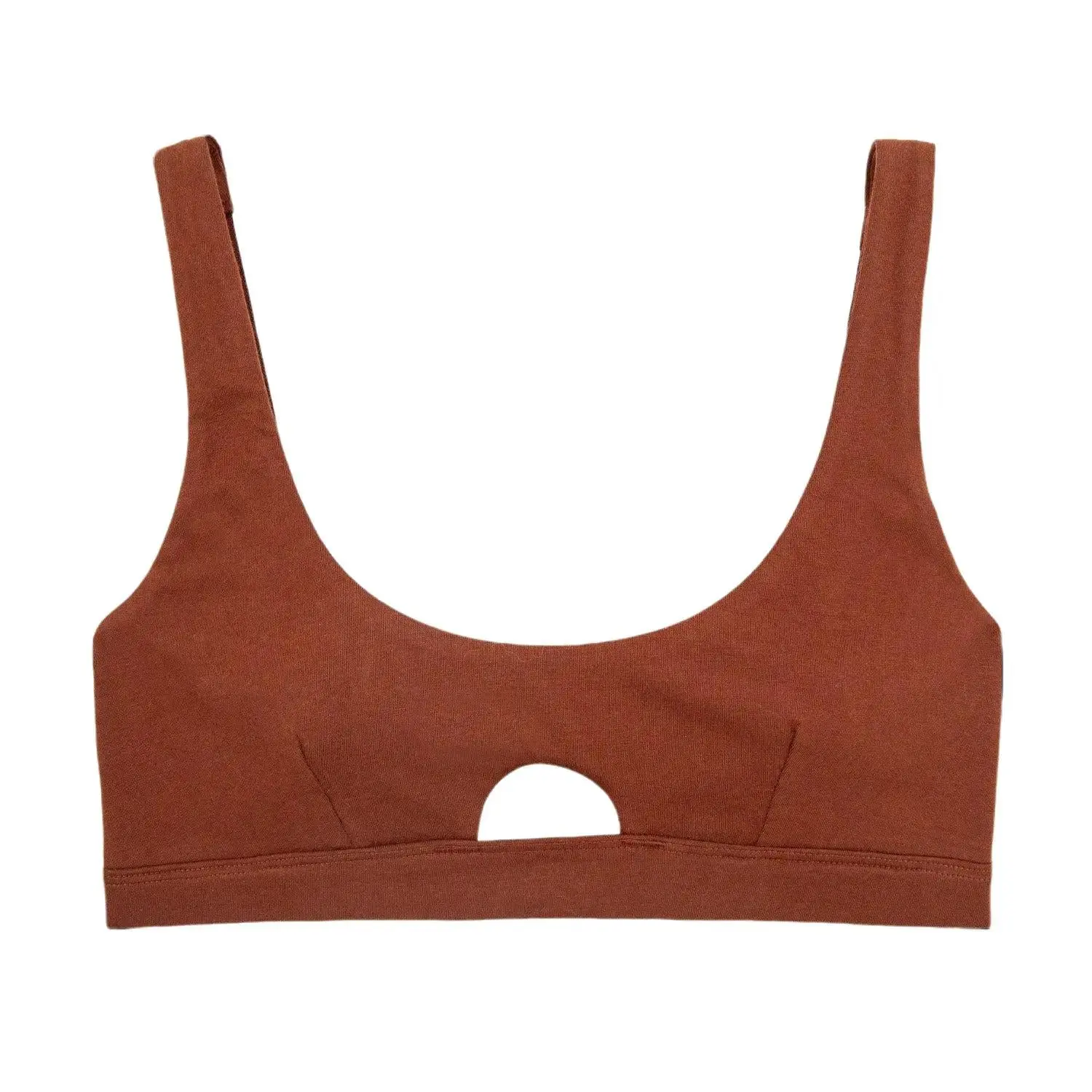 Organic Cotton Keyhole Soft Bra in Cacao Basic Wireless Comfort Womenswear Bralette