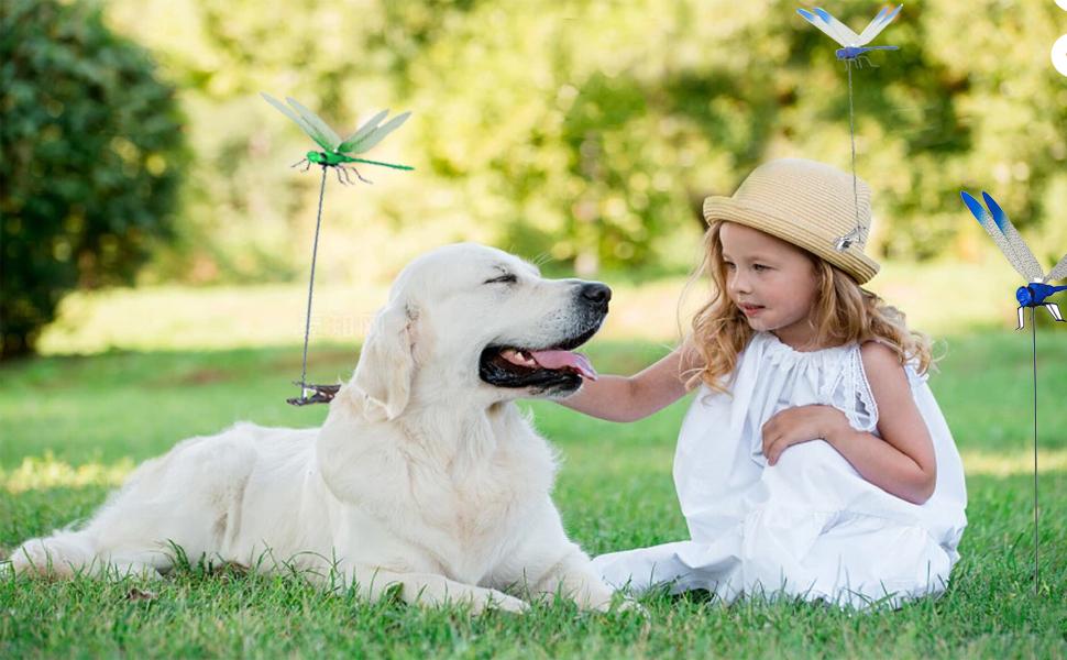 4 Pack outdoor Fake Dragonfly Rod Clip Garden Metal Dragonfly Clip Natural Organic Concept 3D Dragonfly Garden Decoration for Indoor & Outdoor Garden Creative Home Accessories Decorative Design