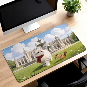 LIVEKEY Aesthetic Kawaii Rabbit on Strawberry Mouse Pad  31.5x15.75in   Non Slip Base  Reinforced Stitched Edges  Cute PC Setup Accessory for Gaming  Working  31.5X15.75"