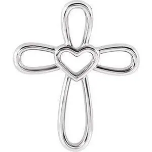 Platinum Cross with Heart Pendant