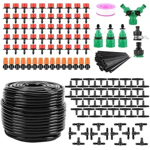 Automatic Garden Irrigation System 164FT Drip Misting Kit for Flower Bed Lawn-4684