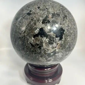 Huge Yooperlite Sphere 11 lb UV Reactive Sodalite Statement Crystal Sphere with Unique Natural Patterns and Elegant Display Base fast delivery fast