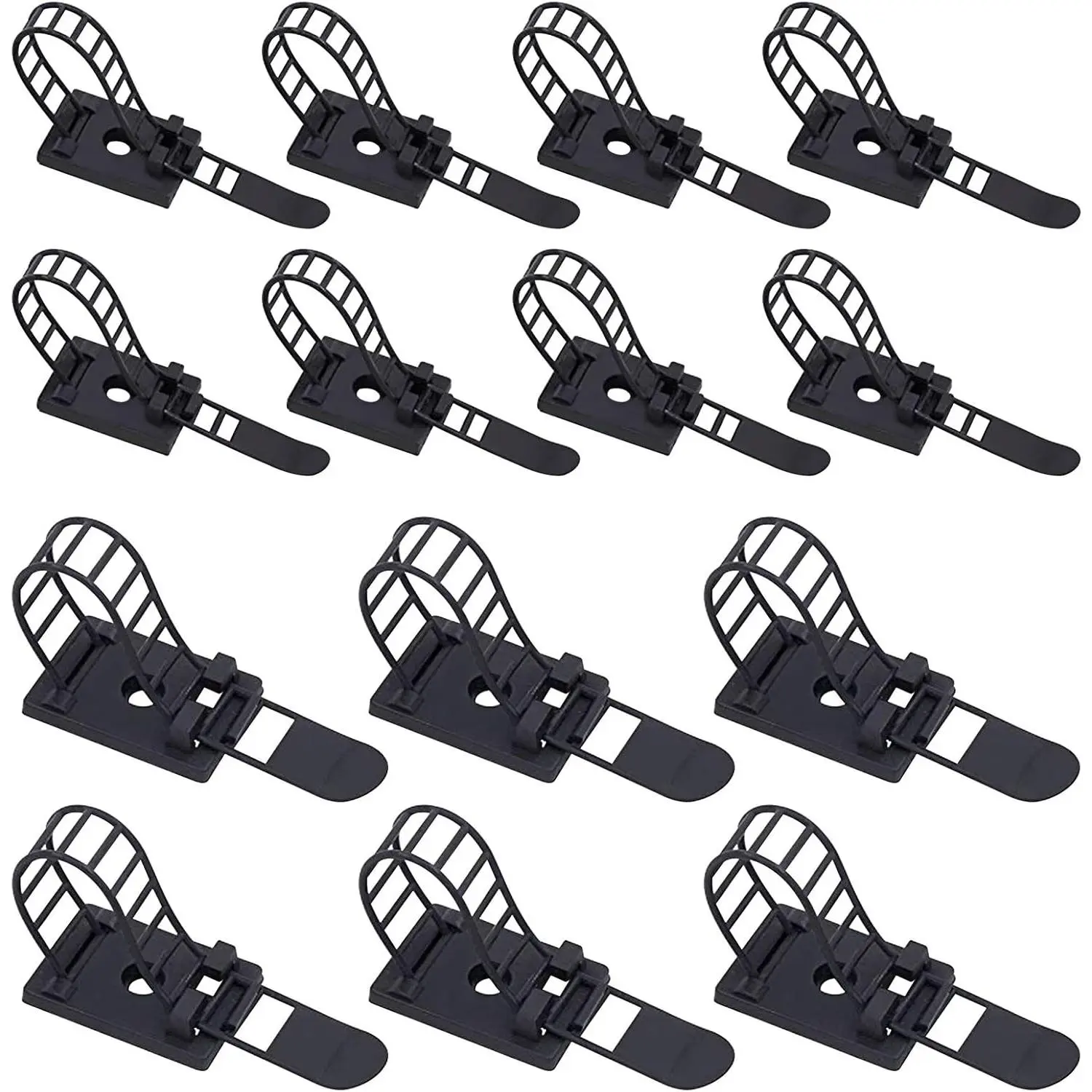 50 count 2 Sizes Adjustable Self-Adhesive Nylon  Straps  Ties Cord Clamp for wire management, Large and Small