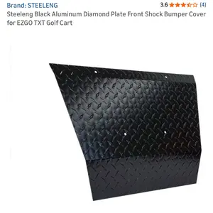 Steeleng Black Aluminum Diamond Plate Front Shock Bumper Cover for EZGO TXT Golf Cart