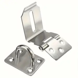 Stainless Steel Lock Set, 90 Degree Latches Padlock Clasp, Gate Hasp Staple, Door Shed Latch, Household Burglar-Proof Hardware, Security Lock