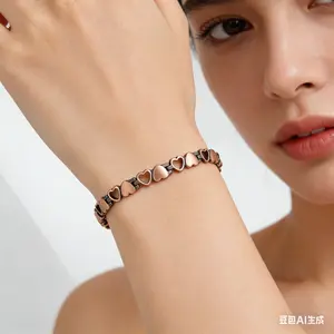 Copper Magnetic Heart Link Bracelet for Women 99.99 Pure Copper with Neodymium Magnets Adjustable Jewelry Gift Romantic Design refined custom unisex festival luck prosperity