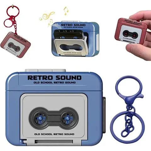 Creative Mini Tape Recorder Keychain, Retro Couple's Gift Keychain Mini Recordable - Vintage Fun Key, Backpack Hanging Accessory and Unique