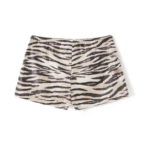 Taylor Zebra Sequin Shorts - Sparkly Black & Silver Sequins for Festivals Concerts Parties & Nights Out Comfortable Shine