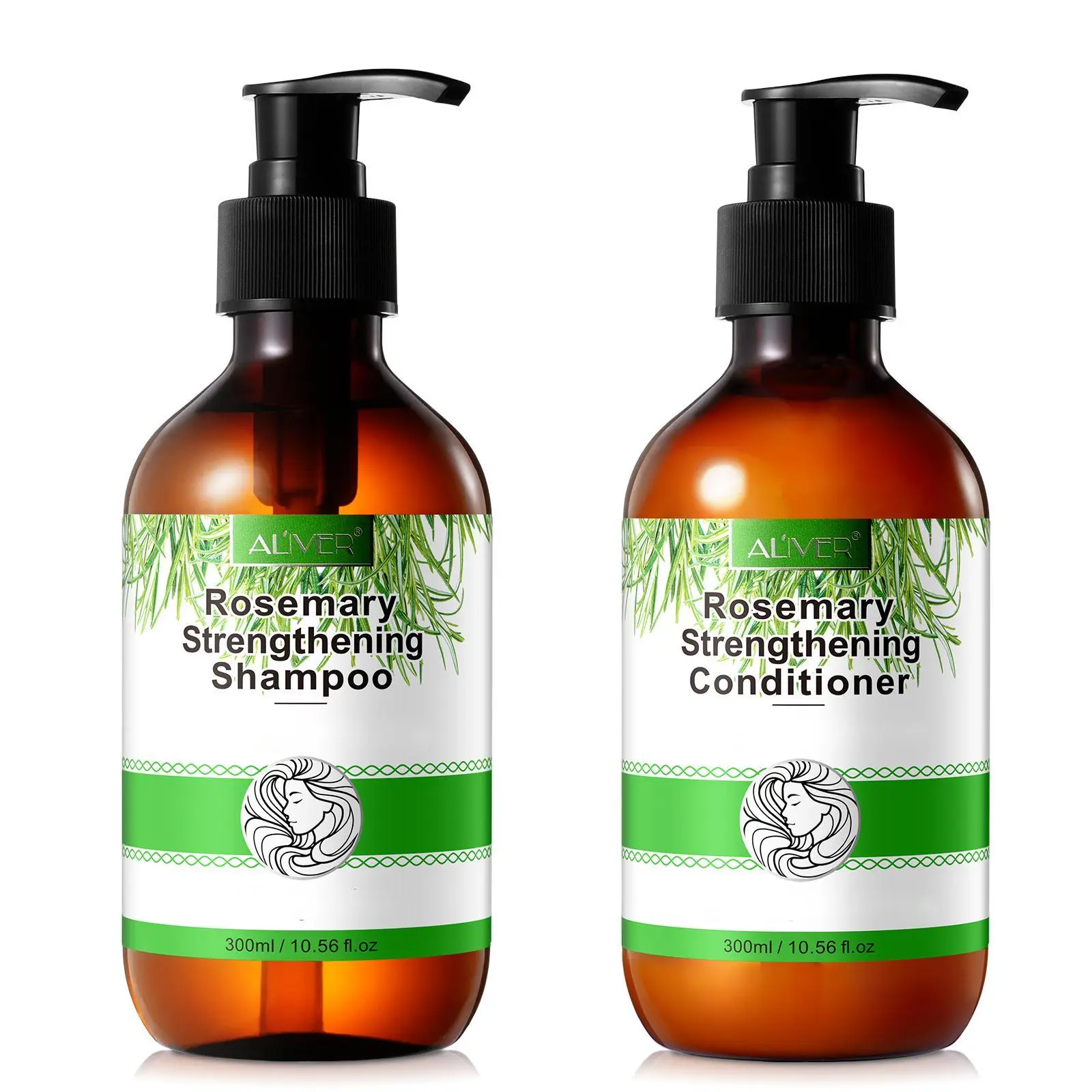 Aliver Rosemary Strengthen Combo Shampoo & Conditioner, for All Hair Types, Hair Care,  Nourishing & Repairing hair (300ml) Cleanser Cleansing sohochic