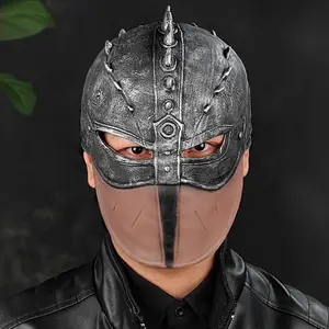 1PC Natural Latex Warrior Helmet Mask - Hand-Painted Detailing, Carnival Party Role Play, Halloween Cosplay Costume Accessory