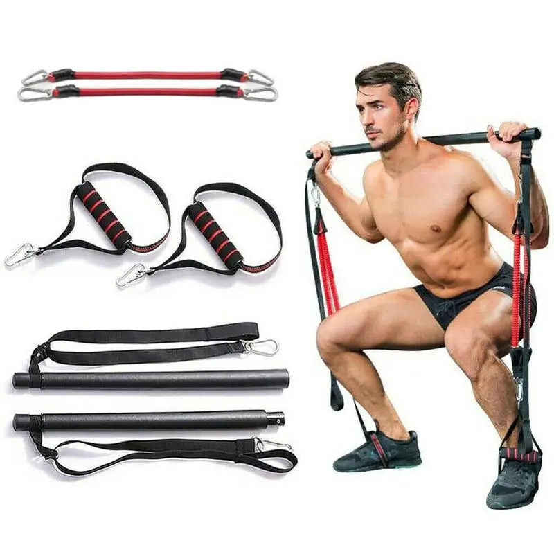 Rhino Pilates Bar Kit With Resistance Bands Portable Home Gym Workout Equipment Perfect Stretched Fusion Exercise Bar And Bands
