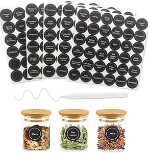 Spice Jar Labels (180-Pack) - Chalkboard Pantry Stickers for Herb & Seasoning Containers