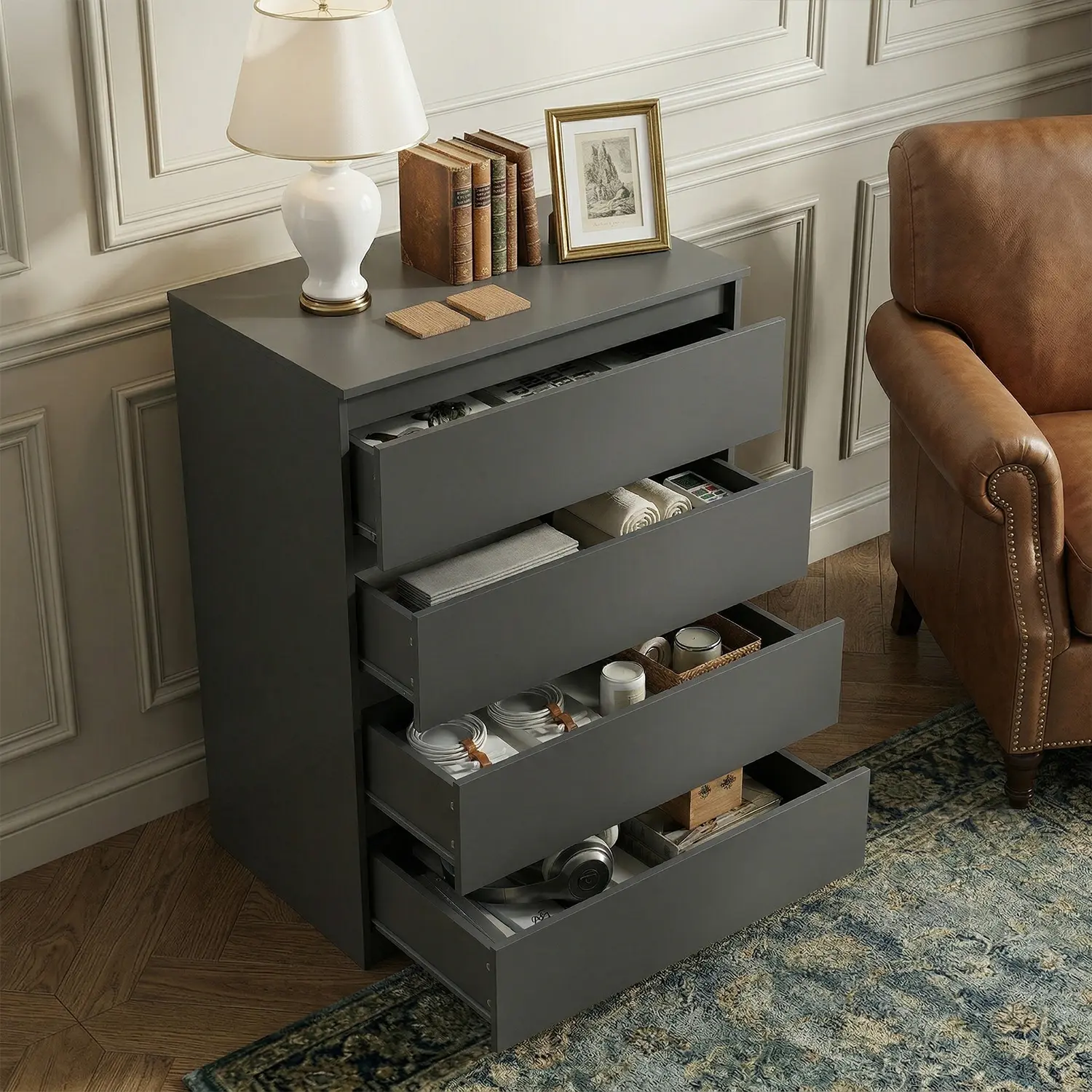 Black-4 Drawers