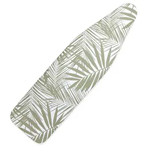 Heavy Duty Ironing Board Cover and Pad, 15x54 Inches, Standard Size, White Palm Print Design Accessory Room