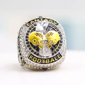 noblehead 2025 Fantasy Football Championship Ring | Heavy FFL Champion Ring | Gold Silver Tone Plated Award Trophy for Fantasy In stock, same day delivery size 8-14Football League Winner