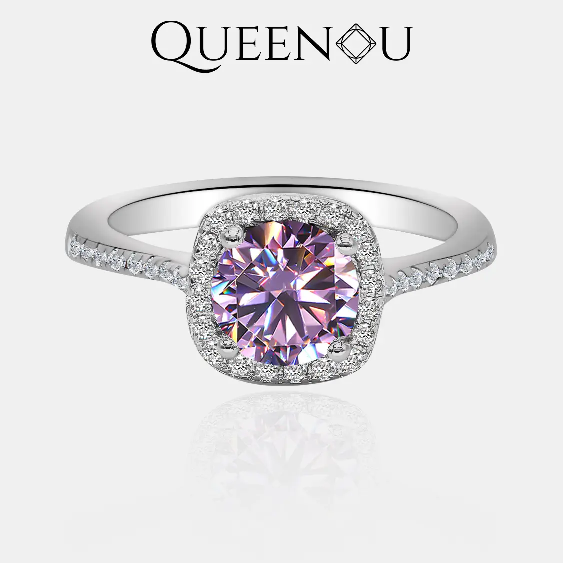 【#293】PURPLE SYNTHETIC MOISSANITE RING – Elegant Wedding/Engagement Jewelry for Women, Ideal for Birthday/Anniversary Gift