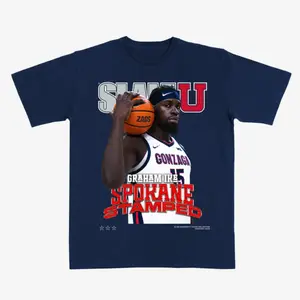 Graham Ike Gonzaga Basketball Slam T-Shirt – Vintage College Hoops Graphic Tee “Spokane Stamped” Design for Gonzaga Fans