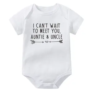 I Can't Wait to Meet You Auntie and Uncle Baby Announcement Bodysuits Boys Girls Romper Body Pregnancy Reveal Clothes