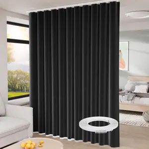 Room Divider Curtains with Ceiling Track, 100% Blackout 84 inch Long for Room Partition, Extra Wide Silding Privacy Curtain Panel for Bedroom, Living Room Soundproof Room Separation