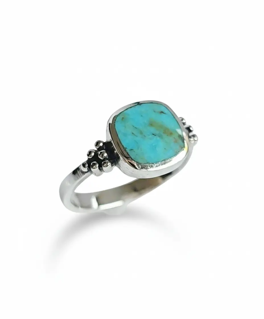 Sterling Silver Genuine Turquoise Bohemian Ring Sterling Silver Genuine Turquoise Bohemian Ring