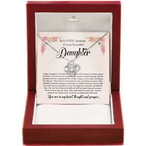 Healing Memorial Necklace for Loss of Daughter Forever Loved Sympathy Jewelry Angel Wing Pendant Grieving Parents Gift