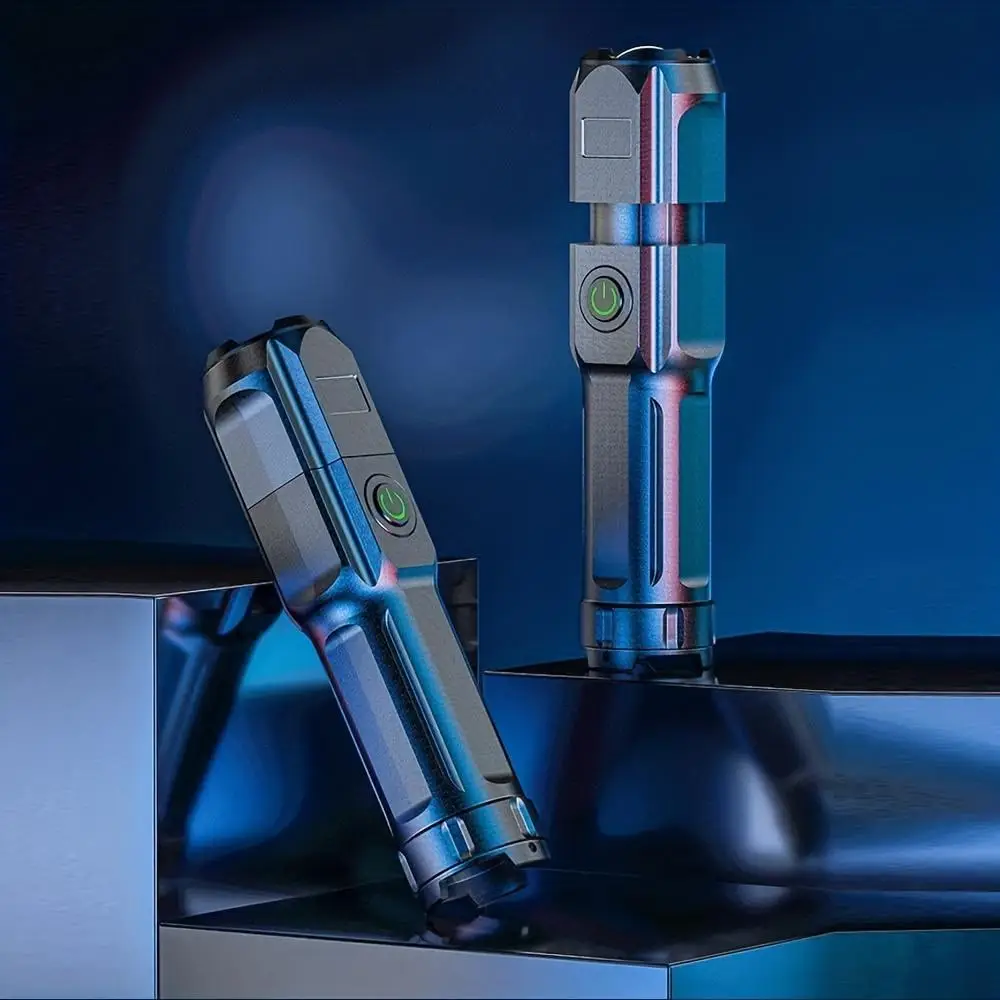 Telescopic Zoomable Spotlight, USB Rechargeable Flashlight, Long-Range Portable Floodlight, Mini Handheld Flashlight for Outdoor Emergencies Camping F